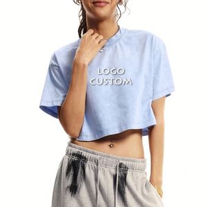 Camiseta corta de ombligo expuesto de verano, camiseta de manga corta de marca de moda europea y americana, tendencia de algodón puro para mujer - Product Image 1