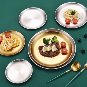 ถาดกลมสแตนเลสสีเงินไทเทเนียมทองขัดเงา สำหรับใช้ในครัว ร้านอาหาร งานเลี้ยง - Product Image 4