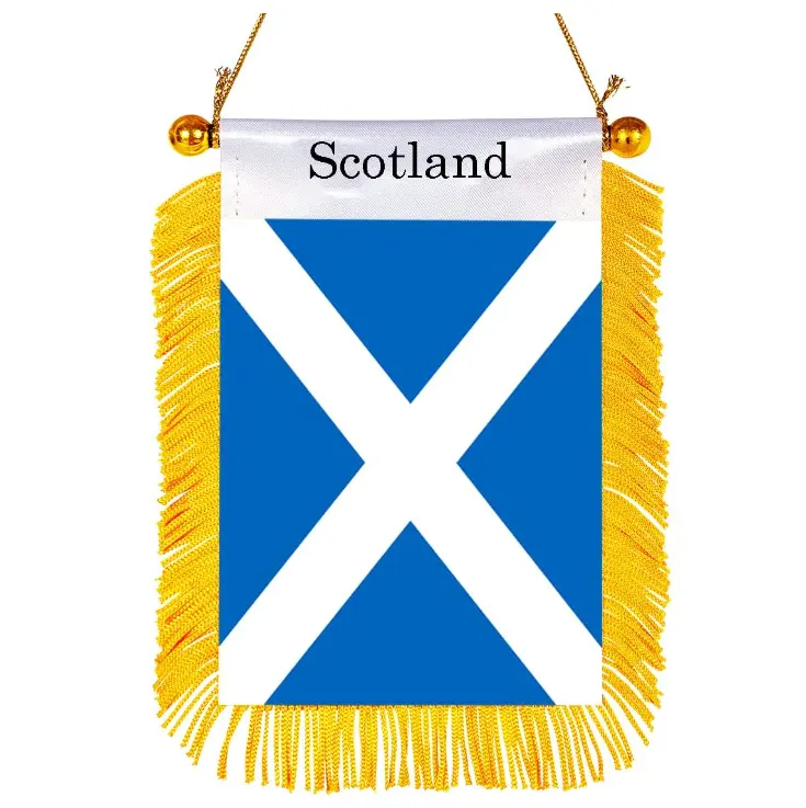 High quality double side printed Scotland Country Flag Mini Fringed Banner to Hang on Car Window