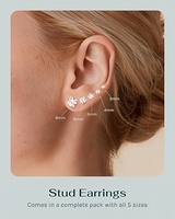 Pendientes de circonita de acero inoxidable de importación y exportación con múltiples especificaciones para hombres y mujeres, juego de pendientes brillantes