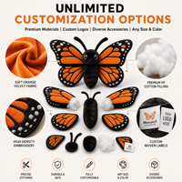 Fabricant de jouets en peluche personnalisés en forme de papillon monarque, OEM ODM, vente en gros de poupées en peluche douces pour les mascottes de marque et les articles cadeaux