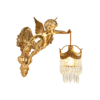 Applique Murale Rétro Française en Laiton pour Hôtel, Chambre, Couloir, Escalier, Luminaire Décoratif en Cristal, Lumière Murale en Cuivre pour Fond de Mur