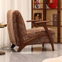 Fauteuil de loisirs rembourré OS9001, fauteuil d'appoint en bois, siège en tissu pour salon