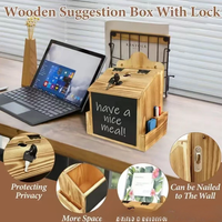 Boîte à suggestions en bois personnalisée avec serrure, support de tableau noir, boîte à commentaires, à dons, à cartes de mariage, à cartes de vœux, à suspendre au mur