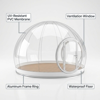 Dôme de Glamping Transparent en PVC Gonflable pour Camping, Vue Panoramique à 360°, Étanche et Résistant au Vent, Idéal pour l'Observation des Étoiles en Station Balnéaire