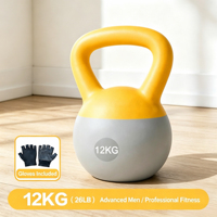 Kettlebell en fonte 6 kg, revêtement vinyle violet, antidérapant, respectueux du sol, équipement d'entraînement de musculation pour femmes, entraînement à domicile, fitness