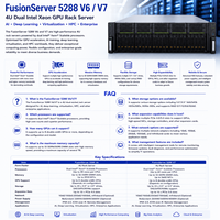 Serveur en rack XFusion FusionServer 5288 V6 V7 4U double processeur Intel Xeon GPU pour l'apprentissage profond, la virtualisation, le calcul haute performance et les entreprises