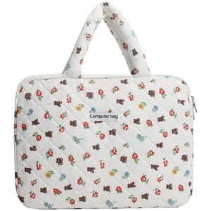 Linda Bolsa para Portátil Acolchada con Diseño Floral de Osos, Funda Protectora para Portátil de 14/16 Pulgadas con Asa, Estuche de Transporte Portátil para Mujeres - Product Image 1