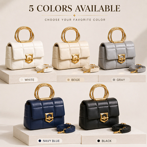 Fashion Quilted Top Handle Handbag Women PU Leather Shoulder Bag Elegant Crossbody Purse With <b>Metal</b> Handle - Product Image 6