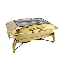 DaoSheng Restaurant Buffet 9L Serveur en acier inoxydable Rectangle chauffe-plat avec plateau de service Buffet chauffe-plat