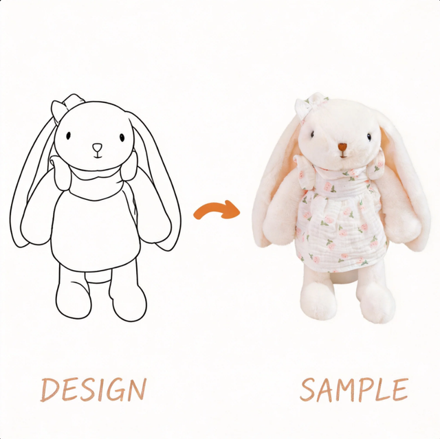 Wholesale Cute Easter Bunny Plush Toy Long Ears Hug Sleep Floral Dress Wearing Skirt Stuffed Animal Toy Super Soft Rabbit Doll