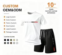 Ensemble décontracté 2 pièces tricoté respirant pour homme – T-shirt à manches courtes et short – Couleur unie tendance – Personnalisable