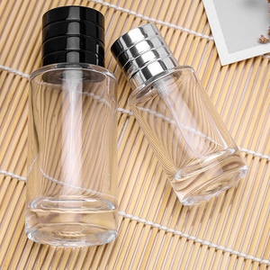 Botellas de perfume cilíndricas de hombro plano al por mayor en stock de fábrica, botellas de spray cosmético de vidrio transparente vacías para envasado. - Product Image 3