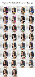 Extensión de pelo para niños Fujia con lazo y cuentas, accesorios de cuentas para el cabello para niños, cola de caballo trenzada para niñas - Product Image 2