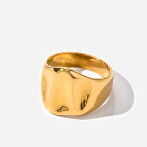 Geometric Textured <b>Ring</b> 18K Gold Women's Fashion Jewelry Gift - Product Image 1