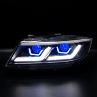 Ensemble de phares LED complets 12V avec yeux de démon bleus DRL, mise à niveau de phare avant pour BMW Série 3 E90 2005-2012