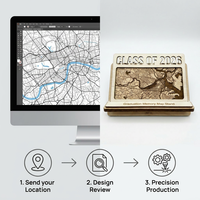 Support de carte souvenir de diplôme personnalisé 2026 en contreplaqué 3D superposé, décoration de bureau, service de personnalisation de carte locale, souvenir