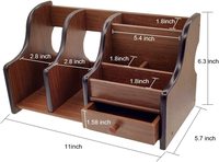 Fournitures de bureau en bois organisateur de bureau avec tiroir 6 compartiments rangement de bureau en bois Caddy support de rangement organisateur pour le courrier