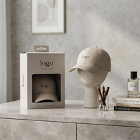 Caja de Embalaje de Papel Minimalista Personalizada, Caja Rígida Profunda con Ventana y Asa para Colgar, para Gorras y Sombreros Premium