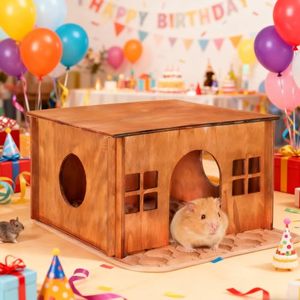 Wooden <strong>Guinea</strong> <strong>Pig</strong> Hideout Sturdy Small Animal Habitat House Large Hut for Rabbit Chinchilla Gerbil Hamster Bunny <strong>Cage</strong> Accessory - Product Image 3
