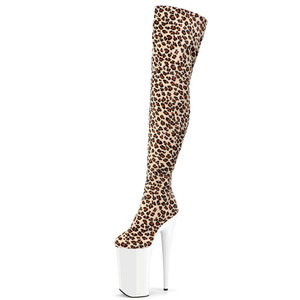 26cmのトランスベスタイトヒール、クイーンサイズの厚底プラットフォーム、セクシーなプラットフォーム、フェティッシュシューズ、ストリッパー、白いニーハイレザーブーツ、ゴス、ポールダンサー - Product Image 2