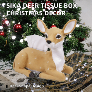 Boîte à mouchoirs élégante et mignonne en forme de cerf Sika, faite à la main, accessoire de décoration de bureau unique pour Noël, porte-mouchoirs sans remplissage - Product Image 1