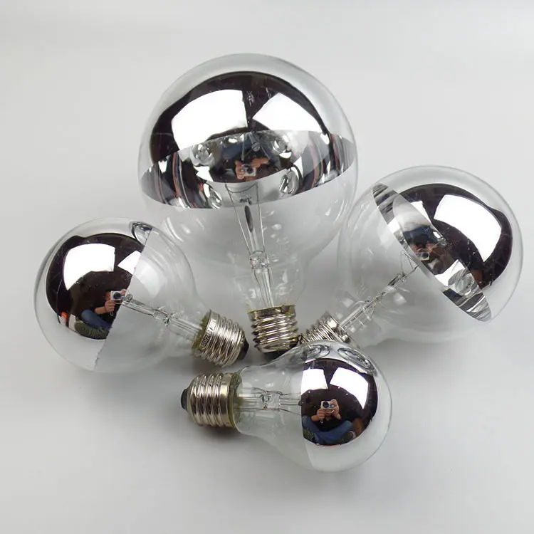 Setengah Perak Reflektif G45 G80 A60 A50 A15 Setengah Cermin Mangkuk LED Filament Bulb E27 E14 3Watt 85-265V B22