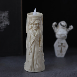 เทียนเสาโครงกระดูกเจ้าสาวและเจ้าบ่าวของตกแต่งฮาโลวีนโคมไฟตั้งโต๊ะเทียนแสงน่ากลัว - Product Image 4