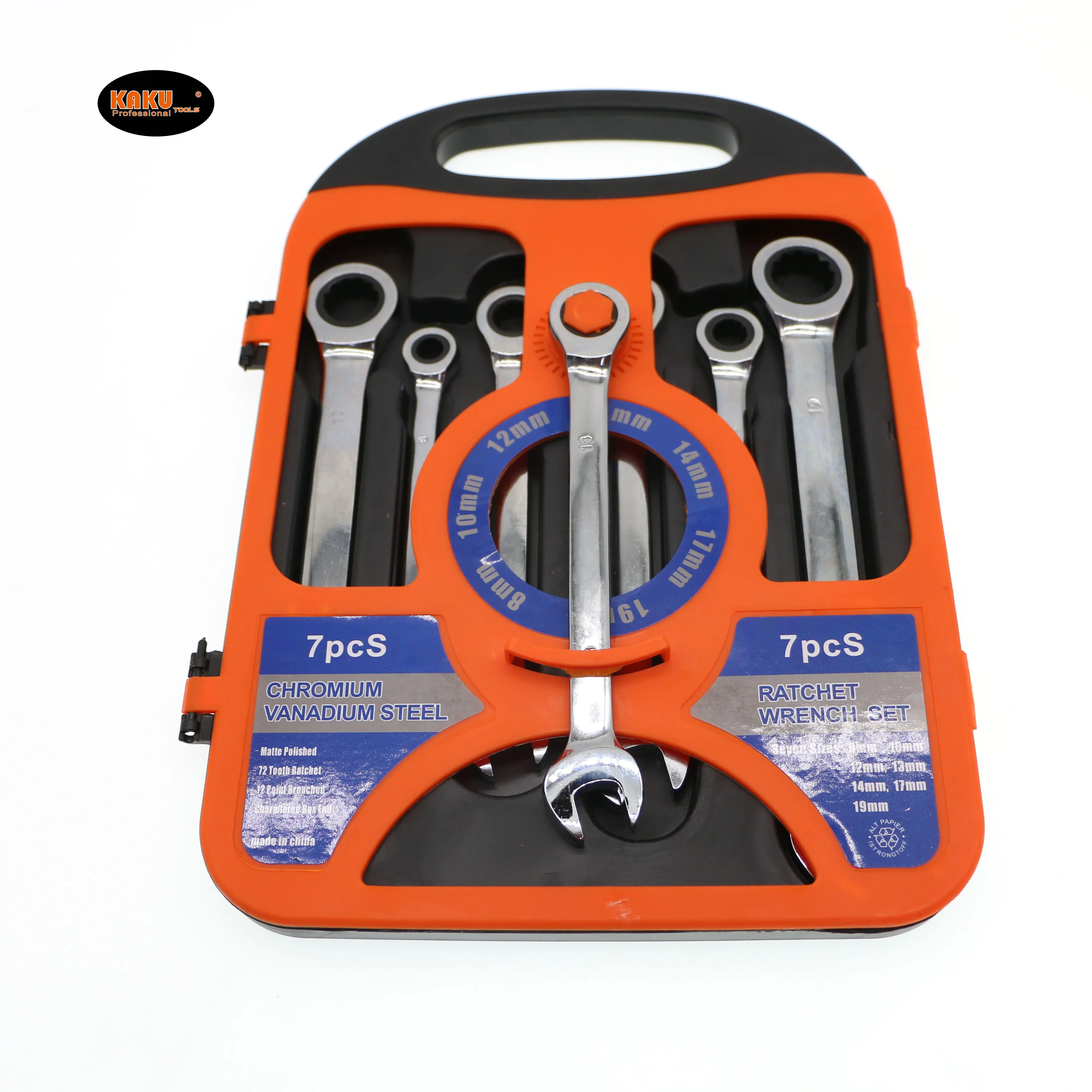 KAKU Manufacturer Ring Spanners Ratcheting Combination Tool Kit Gear Ratchet Box End Car Wrench Set