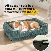 Coussin carré amovible rayé respirant et lavable pour animaux de compagnie, idéal pour l'hiver, pour chats et chiens, à prix avantageux