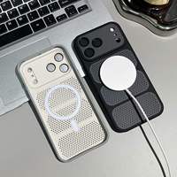 Coque de téléphone respirante et rafraîchissante pour iPhone 16 Pro Max 14 15 17 Air 18 Pro, dissipation thermique, coque magnétique avec protection d'objectif
