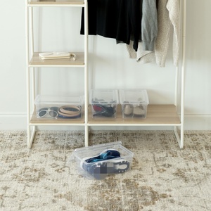 2025 Hot Sale Modern Freestanding Acrylic Closet Shelves Rectangle Custom Clear <b>Stackable</b> Plastic <b>Containers</b> Box <b>Storage</b> for - Product Image 6