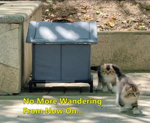 Cuccia per Gatti da Esterno Wandering <span class=keywords><strong>Cat</strong></span>, Tenda Invernale Impermeabile Resistente al Freddo e ai Morsi, Design Rettangolare Ampio con Spugna Ispessita - Product Image 6