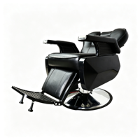 Fauteuil de Barbier Hydraulique Professionnel Noir Inclinable, Chaise de Salon Pivotante à 360°, Réglable en Hauteur, avec Repose-Pieds pour Salon de Coiffure et Rasage