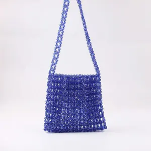 Acrylic Beads Handbags Women 2024 New Elegant Korean Hand Woven Beaded Purses Handbag Basket Clutch Tote Bags