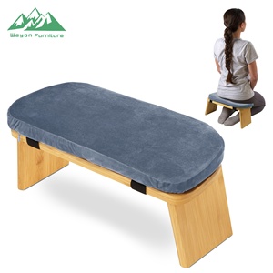 Banc de méditation pliable contemporain en <span class=keywords><strong>bambou</strong></span> avec coussin en velours, design léger et portable - Product Image 4