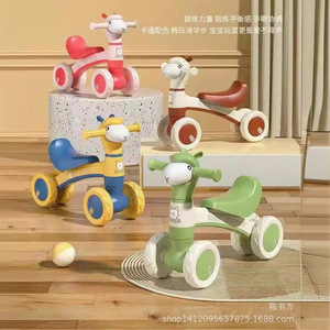 Alpaca Balance Bike For 1-3 Years Old Kids 12 Inch <b>Wheels</b> Adjustable Seat Four <b>Wheel</b> Baby Walker <b>Plastic</b> Rim - Product Image 1