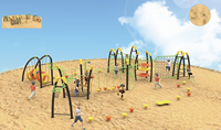 Structure de jeu extérieure pour enfants, avec filet d'escalade, barres de grimpe, structure de jeu en acier et plastique, pour 5 à 10 enfants, marque JQL