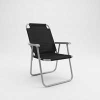 Chaise longue pliable légère en acier pour camping et loisirs, avec accoudoirs en tissu, idéale pour la plage et les barbecues - Vente en gros usine