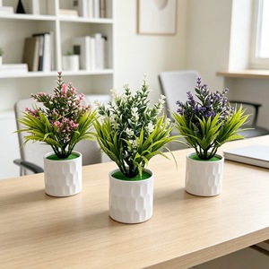 Bonsái Artificial de Lavanda con Hierba de Primavera, 22 Pulgadas, en Maceta Blanca, Planta Decorativa de Interior, Pequeño Adorno de Vegetación en Maceta - Product Image 2