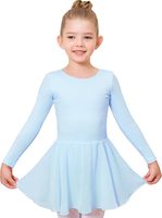 Justaucorps de ballet pour filles en coton et nylon à manches longues, tenues de danse pour tout-petits avec jupe, classique