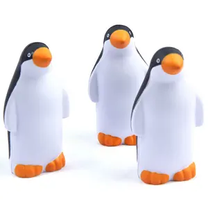 Cute Custom Logo Printing Squeeze PU Foam Stress Relief Anti-stress Penguin Stress Ball