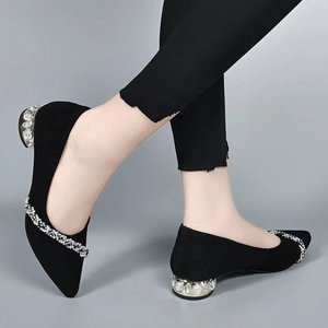 Wholesale <b>Black</b> Pointed Toe Women's Dress <b>Pumps</b> With Sparkling Rhinestone Trim Elegant High Heels - Product Image 4