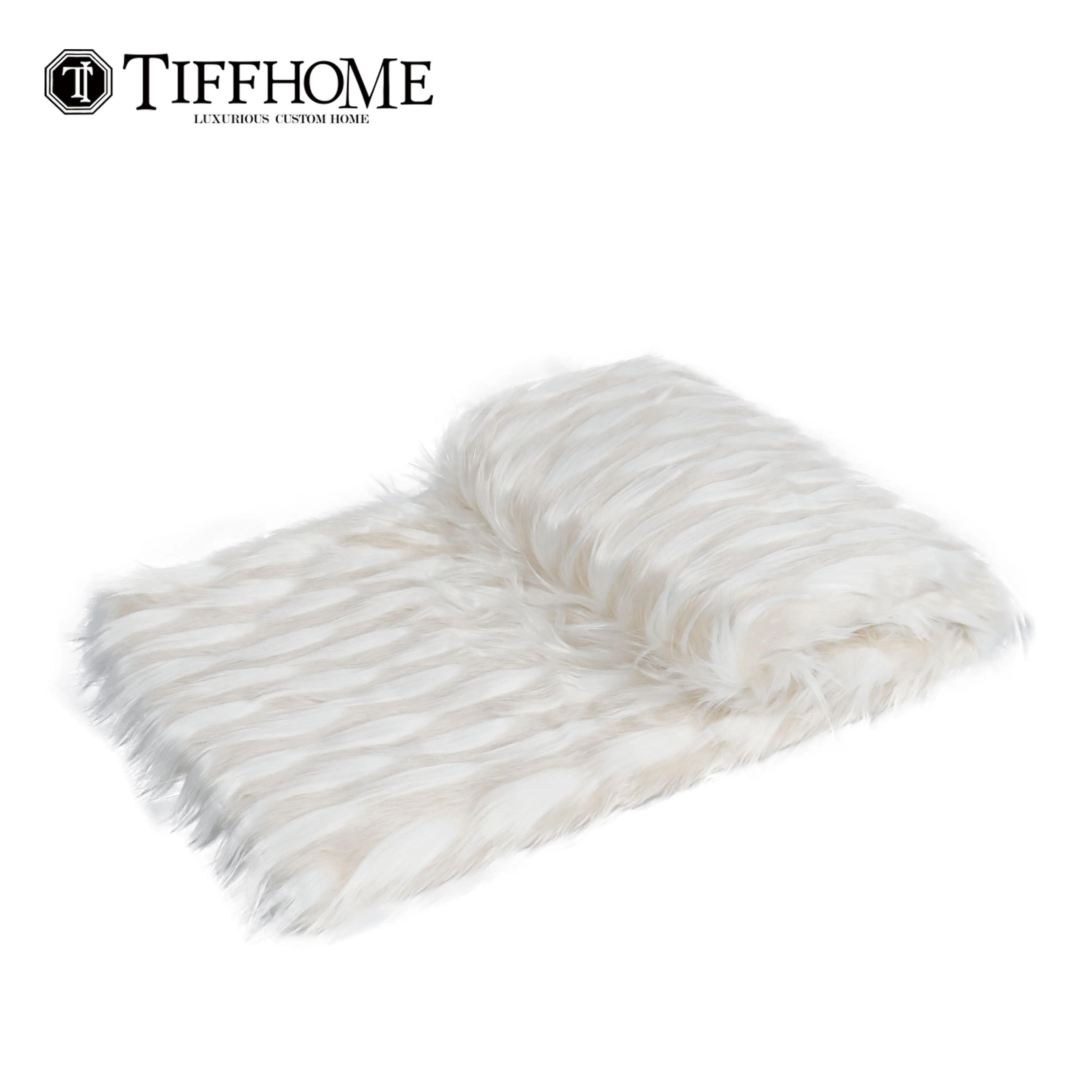Tiff Home Wholesale New Innovation 240*70cm Custom Reusable White Plush Wool-Like Bed Throw Blanket For All Seasons