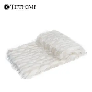 Tiff Home Wholesale New Innovation 240*70cm Custom Reusable White Plush Wool-Like Bed Throw Blanket For All Seasons