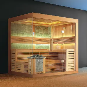 Роскошная индивидуальная инфракрасная сауна большого размера для помещений на 6 человек сухая и влажная сауна Инфракрасная для 6-8 человек сауна ванная душевая комната