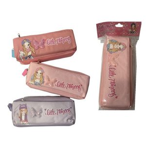 Astuccio Principessa Rosa e Grigio con Design Cartoon per Bambini, Uso Scolastico - Product Image 1
