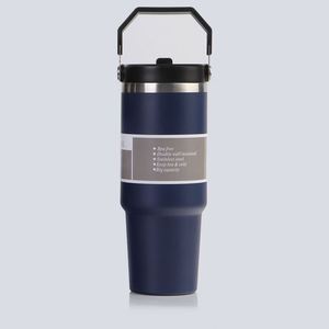Gobelet de voyage isotherme sous vide 20oz 30oz avec poignée, couvercle, paille et base antidérapante pour boissons froides - Product Image 5