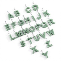 Pendentif lettre en jadeite naturelle birmane de qualité A, vert pois, avec attache en argent S925, pour hommes et femmes, collier de charmes en jade, vente en gros