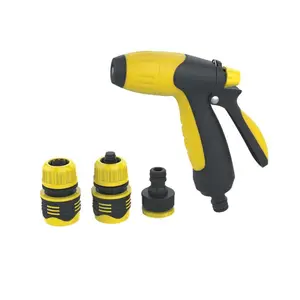 Seesa brand wholesale yellow flexible adjustable garden hose spray nozzle with hose connectors